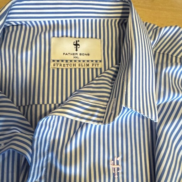 Father Sons striped blue white button down shirt, XXL lightweight - Picture 4 of 5